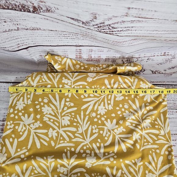 Garnet Hill Midi Dress Sz L Yellow Floral Sleeveless Tencel Spandex Flowy Slits - Picture 10 of 13